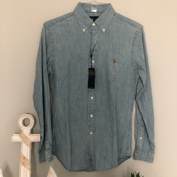 NWT Ralph Lauren Chambray Button Down Men’s - Picture 3 of 8